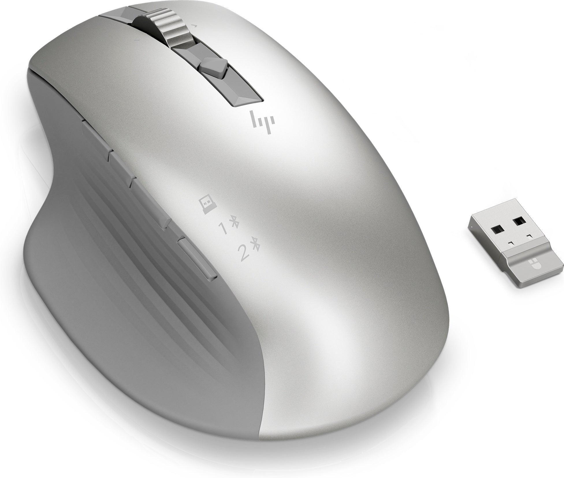 HP 930 Creator Maus – kabellos, USB-A, 3'000 dpi, 7 Tasten, für Rechtshänder, programmierbare Tasten, silber