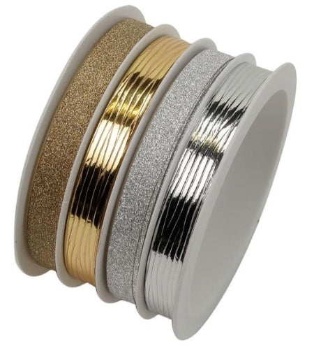 Braun + Company Geschenkband metallisch, mehrfarbig – 10 mm × 16 m – 1 Stk.