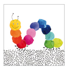 Braun + Company Servietten Bunte Raupe – mehrfarbig – 33 × 33 cm, 3-lagig – 20 Stück