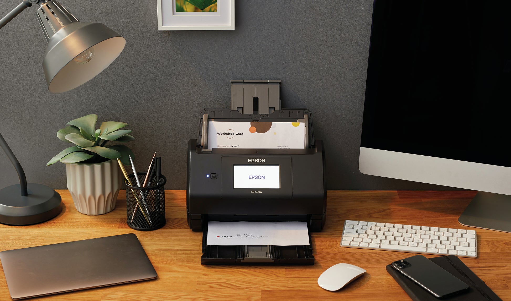 Epson WorkForce ES-580W – Dokumentenscanner, A4, Duplex, 35 ppm, 600 dpi, ADF 200 Blatt, WLAN, USB