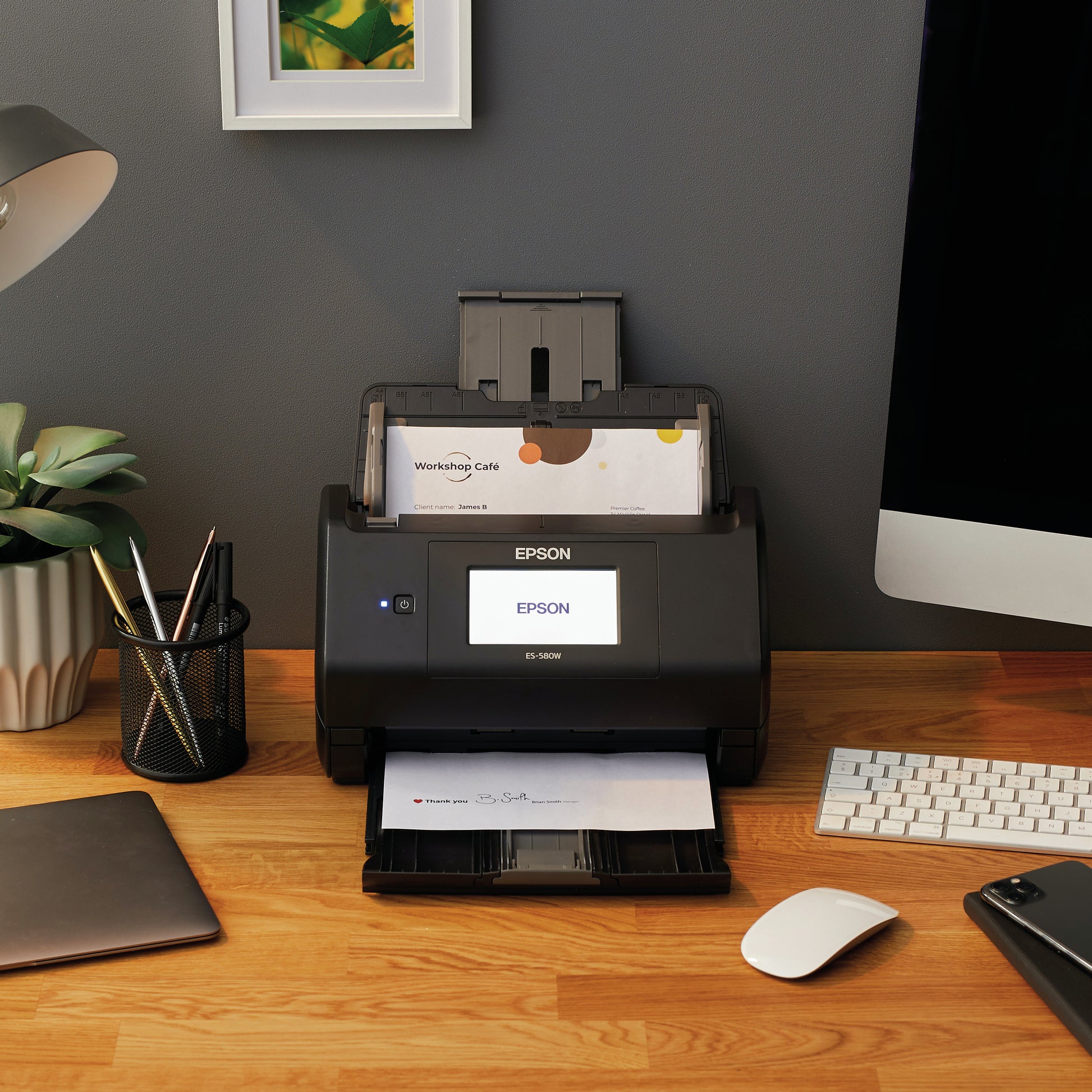 Epson WorkForce ES-580W – Dokumentenscanner, A4, Duplex, 35 ppm, 600 dpi, ADF 200 Blatt, WLAN, USB