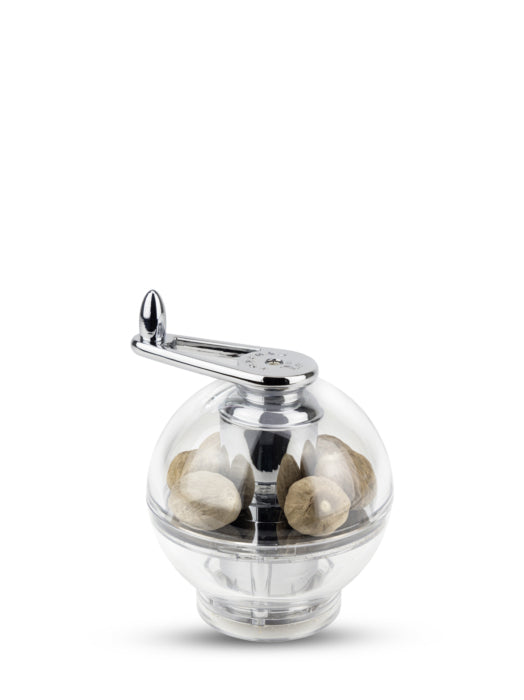 Peugeot Pfeffermühle Tidore – rund, einstellbares Schleifen – Acryl, Edelstahl – transparent – Ø 11 × H 9 cm