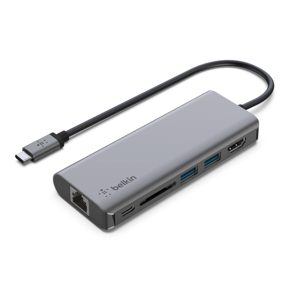 Belkin AVC008BTSGY Multiport-Adapter – USB-C, 1× HDMI, 2× USB-A, 100 W PD, GbE, SD