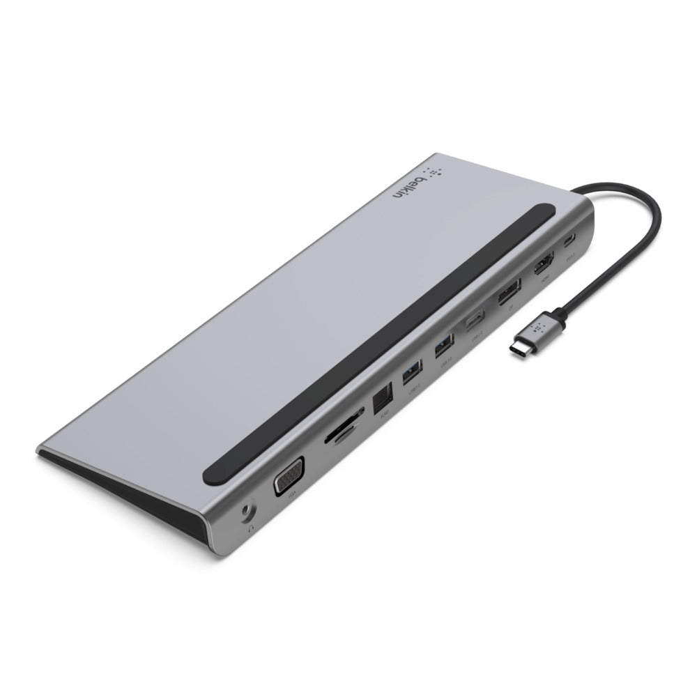 Belkin INC004BTSGY Multiport-Adapter – USB-C, DP/HDMI/VGA, 3× USB-A, USB-C, 100 W PD, GbE, für Windows/Mac