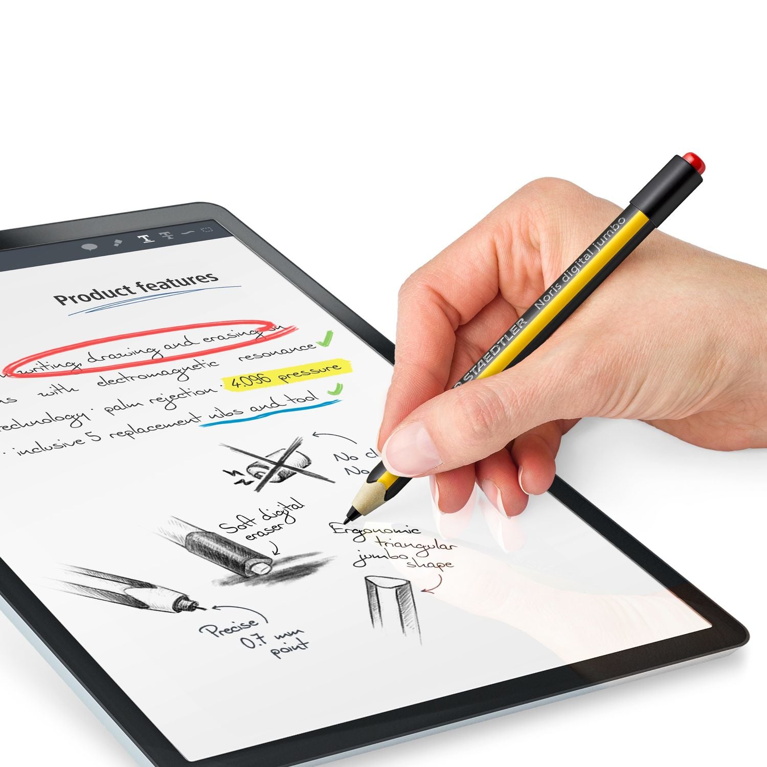 Staedtler Noris digital jumbo – Touch Pen, nachfüllbar, radierbar, PEFC, mehrfarbig