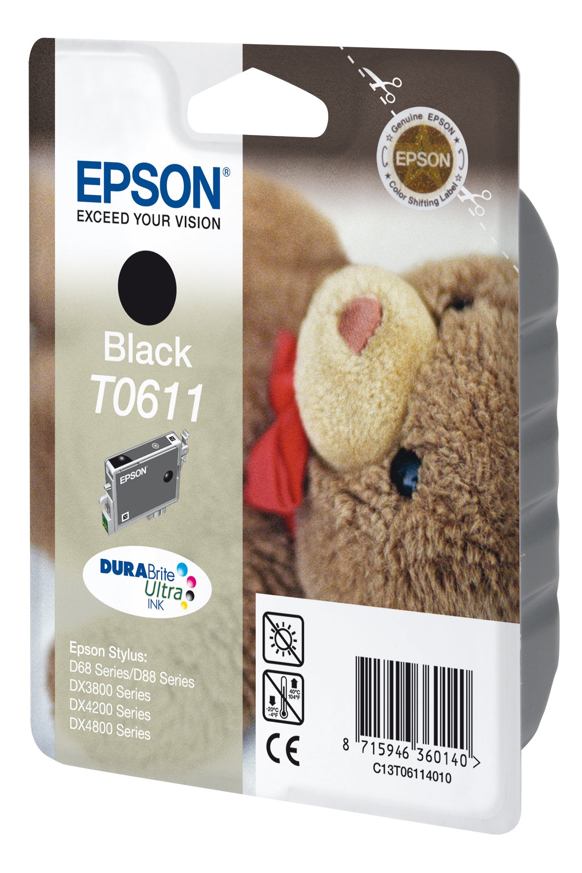 Epson T0611 Schwarz Tintenpatrone (Original) – für Stylus D68/D88, Stylus DX3800/DX4800