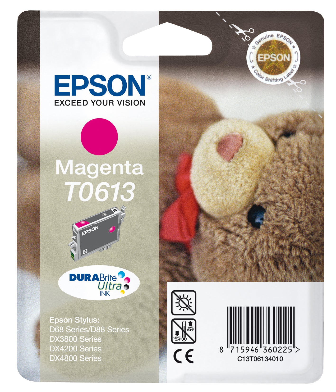 Epson T0613 Magenta Tintenpatrone (Original) – 8 ml – für Stylus D68/D88/DX3800 – C13T06134020
