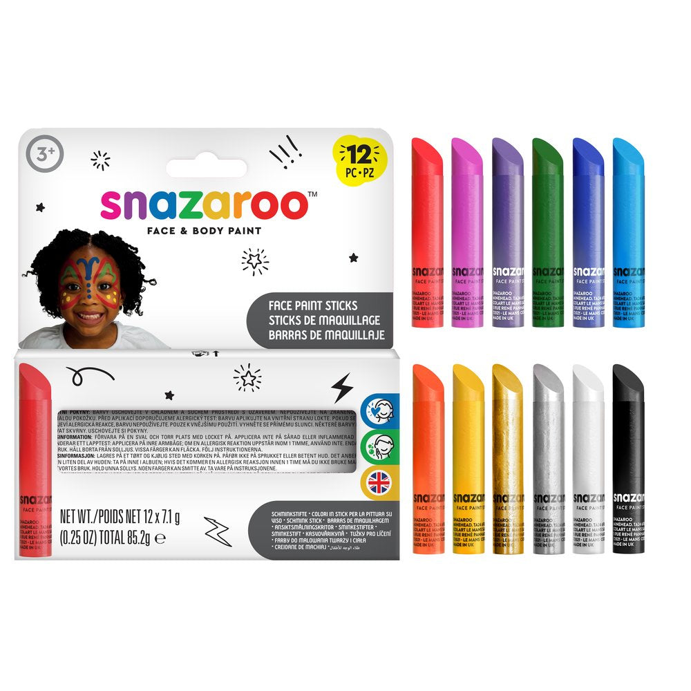 Snazaroo Schminkstifte – 12 Stk, mehrfarbig