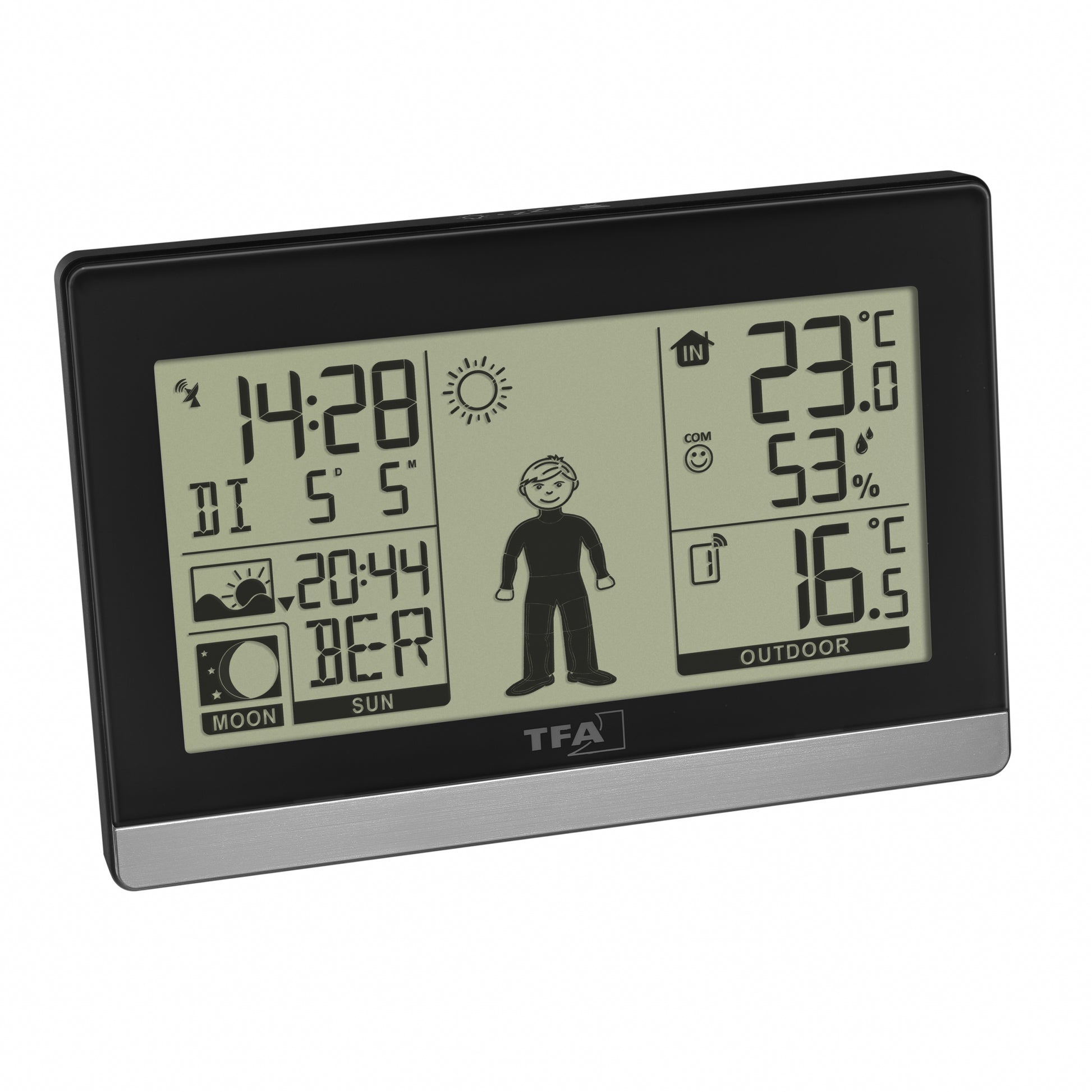 TFA-Dostmann TFA Dostmann Weather Boy – Wetterstation, Funk, innen/aussen, Hygrometer, inkl. Aussensensor – schwarz