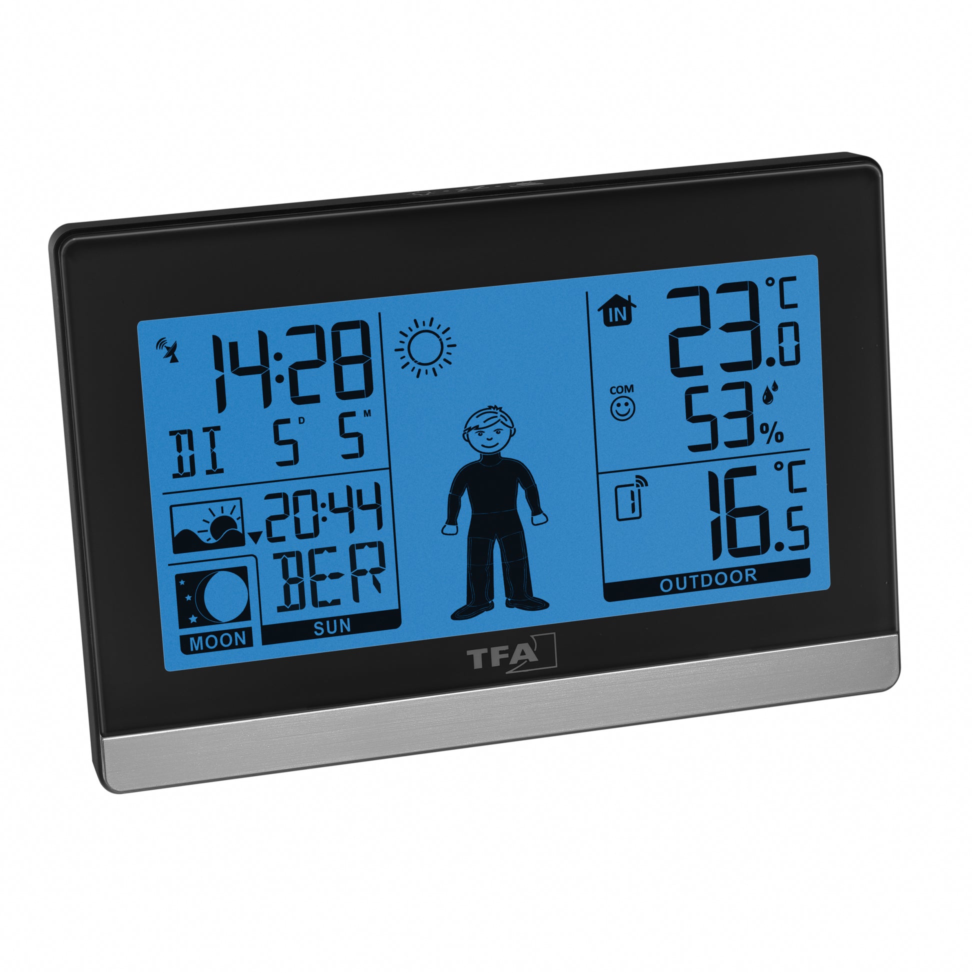 TFA-Dostmann TFA Dostmann Weather Boy – Wetterstation, Funk, innen/aussen, Hygrometer, inkl. Aussensensor – schwarz