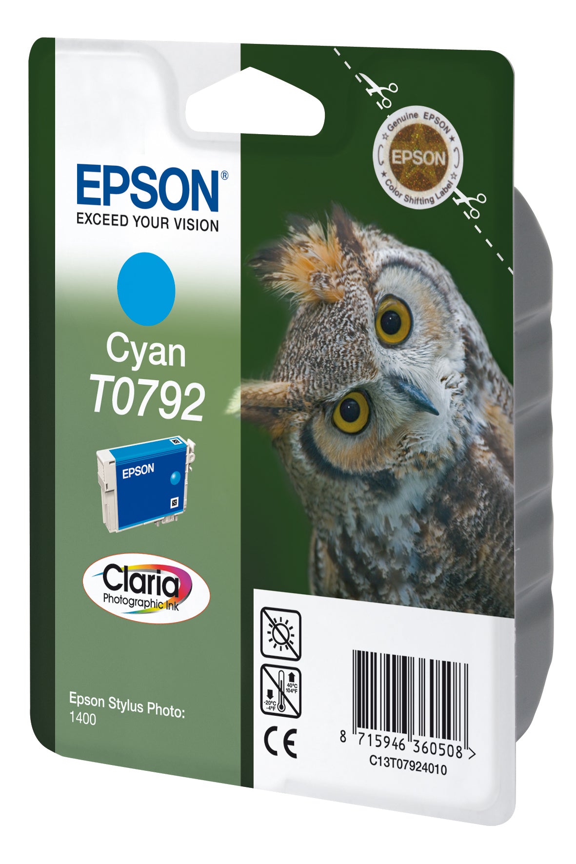 Epson Tintenpatrone T0792, Cyan, 1'530 Seiten