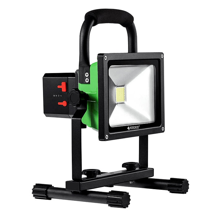 NORDRIDE Akku LED-Strahler 4025 – 2000 lm, 20 W, 6000 K, dimmbar, IP65, schwarz/grün