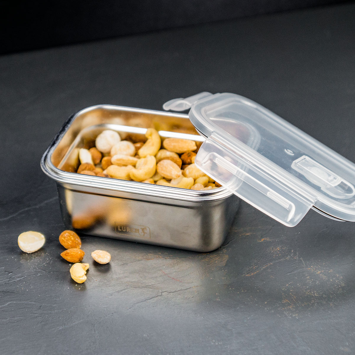 Lurch Lunchbox – 500 ml, 14,5 × 10,5 × 6,0 cm, Edelstahl/Kunststoff, Silber, spülmaschinenfest, gefrierfest