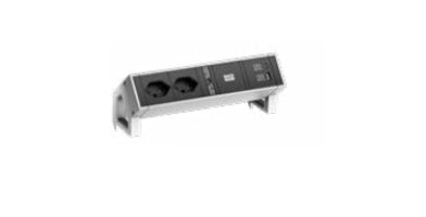 Bachmann DESK 2 Tischsteckdosenleiste, 2×T13, 1×USB 22 W, 0,1 m, ohne Schalter – schwarz/weiss
