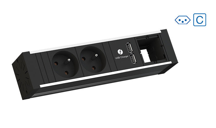 Bachmann VENID Einbausteckdosenleiste, 3×T13, Einbau, Eingang Wieland GST18, 0,2 m – Schwarz