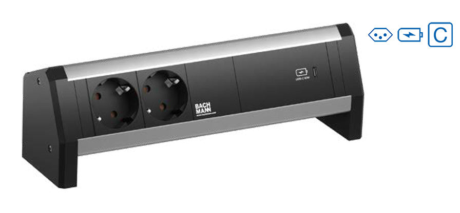 Bachmann DESK Steckdosenmodul 2×CH – USB‑C×1 60 W – Typ J
