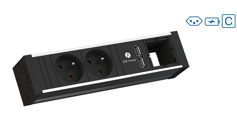 Bachmann VENID – Einbau-Anschlussfeld, 1× T13 (Typ J), 2× USB, 0,20 m, Stecker GST18