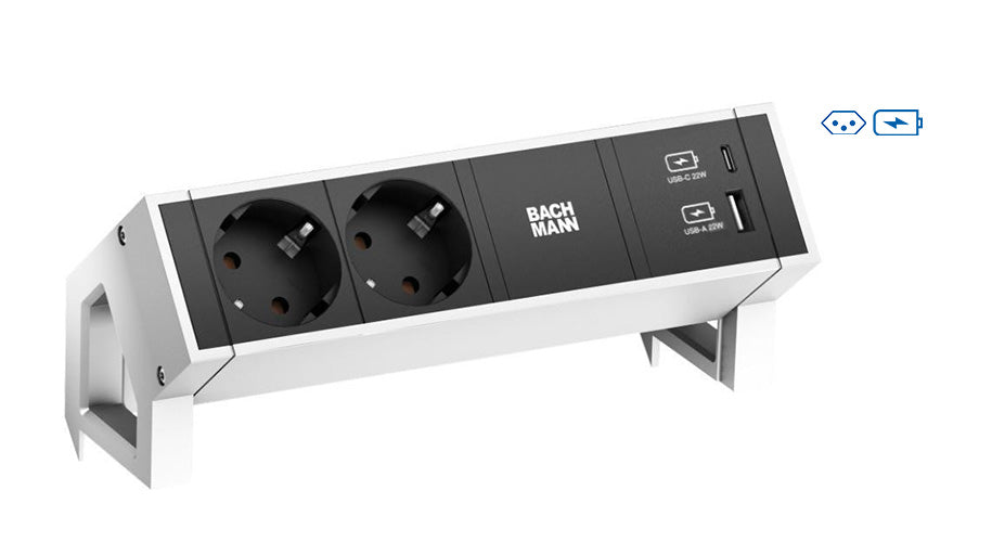 Bachmann Desk 2 Steckdosenleiste mit USB CH (Typ J) 2× – USB×2 – 0,2 m Kabel