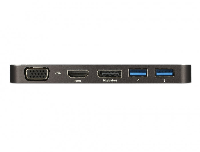 DeLOCK Dockingstation – USB-C, 1× DP, 1× HDMI, 1× VGA, 2× USB-A, 1× USB-C, 4,5 W PD, für Windows/Mac/ChromeOS