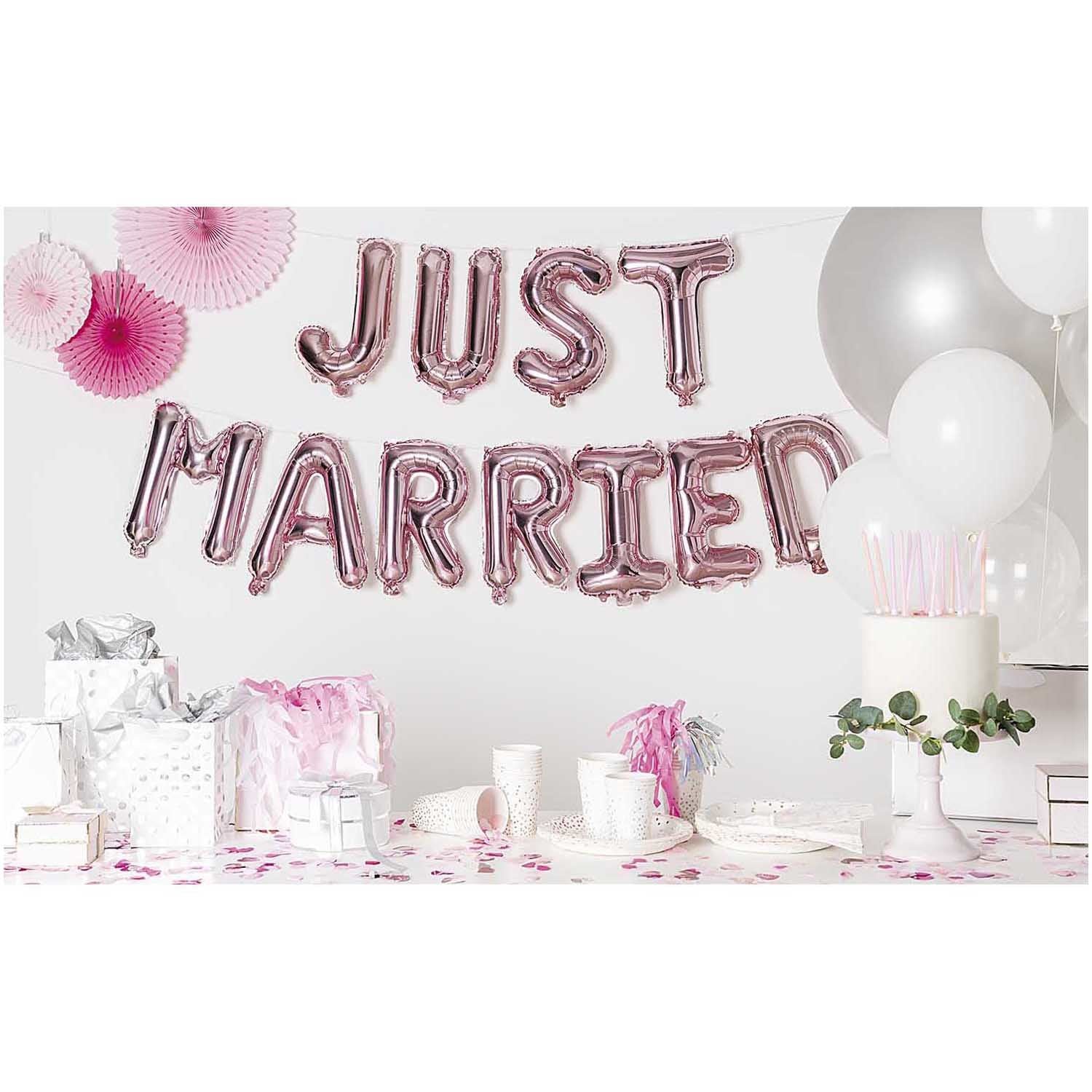 Rico Design Folienballon Just Married – Rosa – 36 cm – Folie – 11 Stk