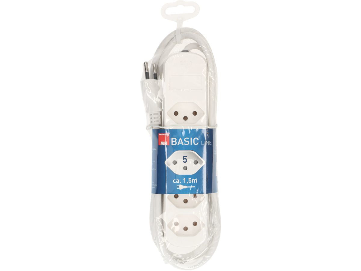Max Hauri AG Max Hauri Basic-Line – Steckdosenleiste, 5× T13, ohne Schalter, 1,5 m, Stecker T12