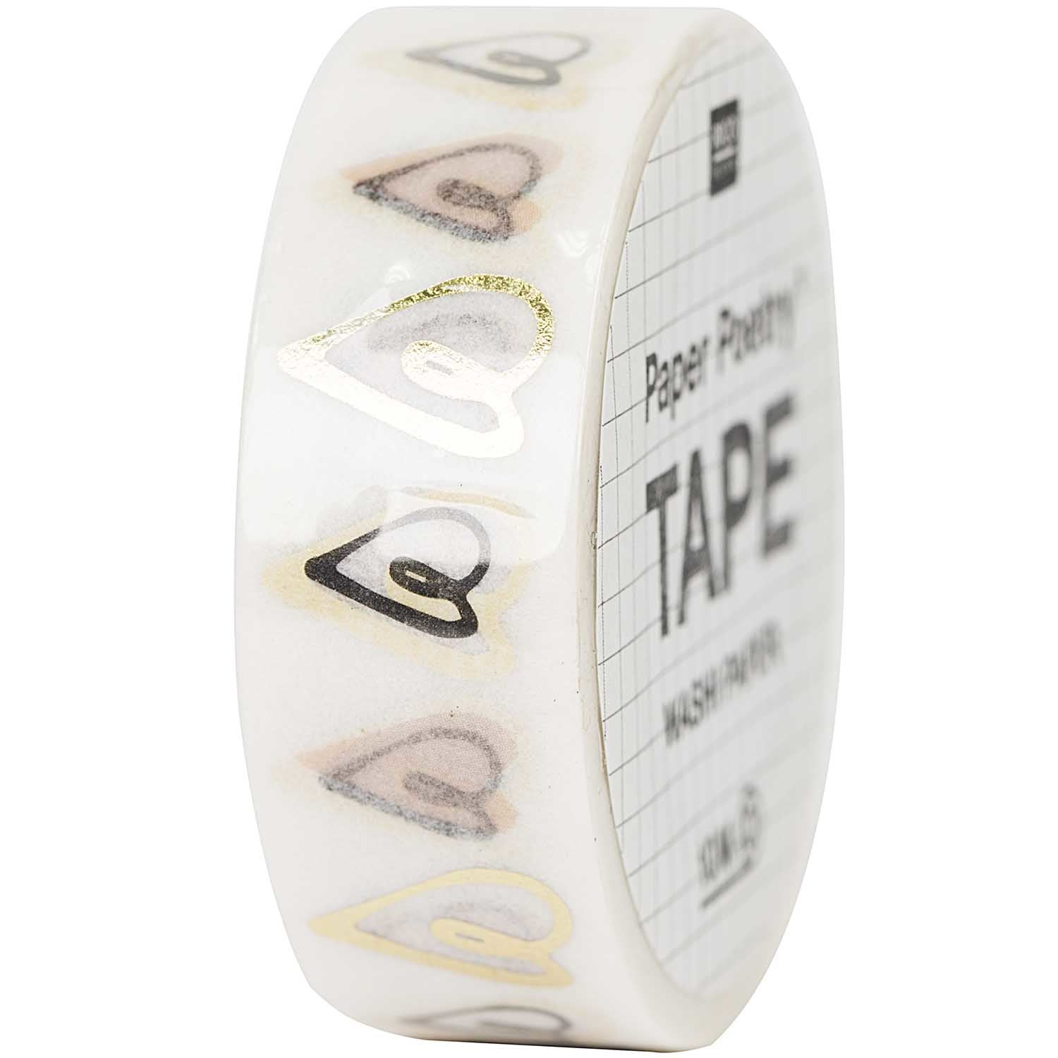 Rico Design Herzen Washi Tape – 15 mm × 10 m, mehrfarbig, wiederablösbar, 1 Stück