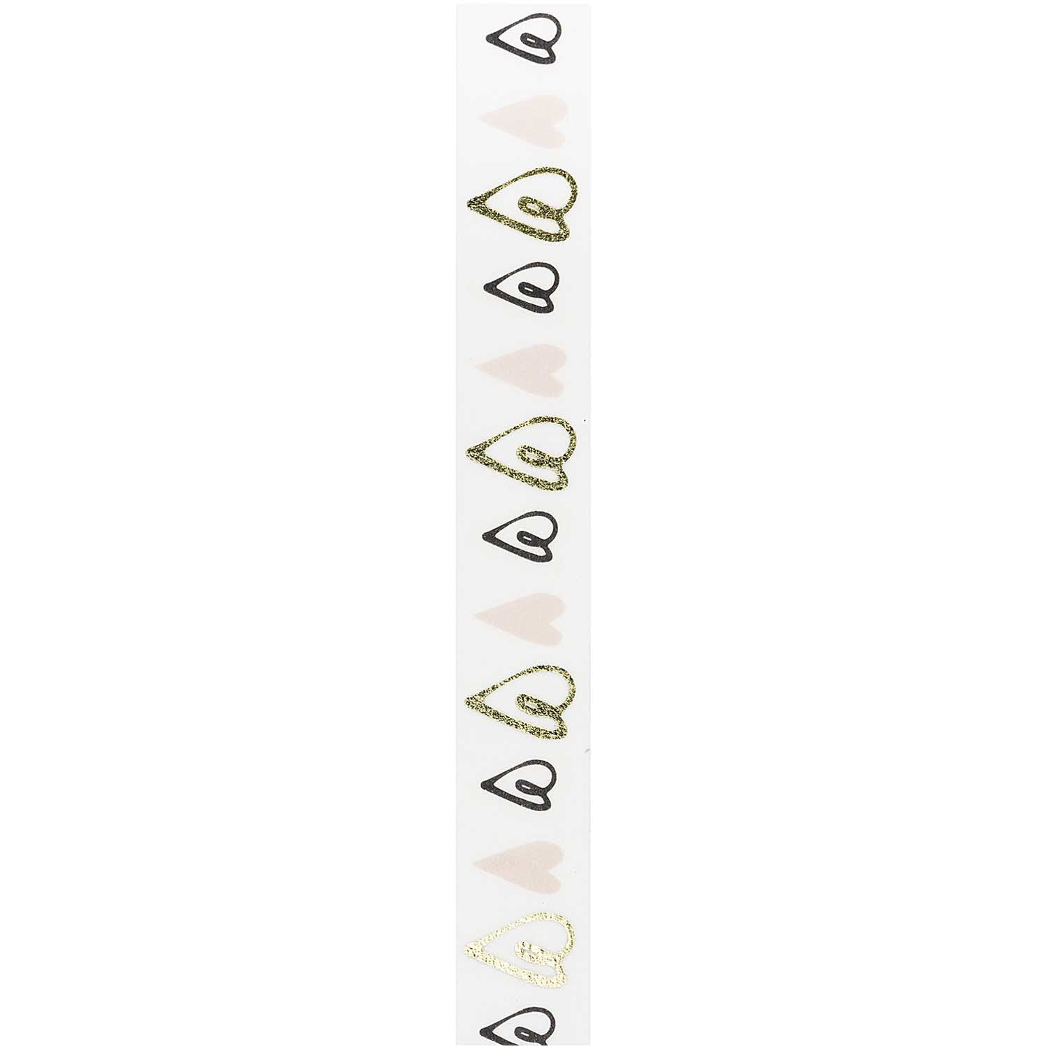 Rico Design Herzen Washi Tape – 15 mm × 10 m, mehrfarbig, wiederablösbar, 1 Stück