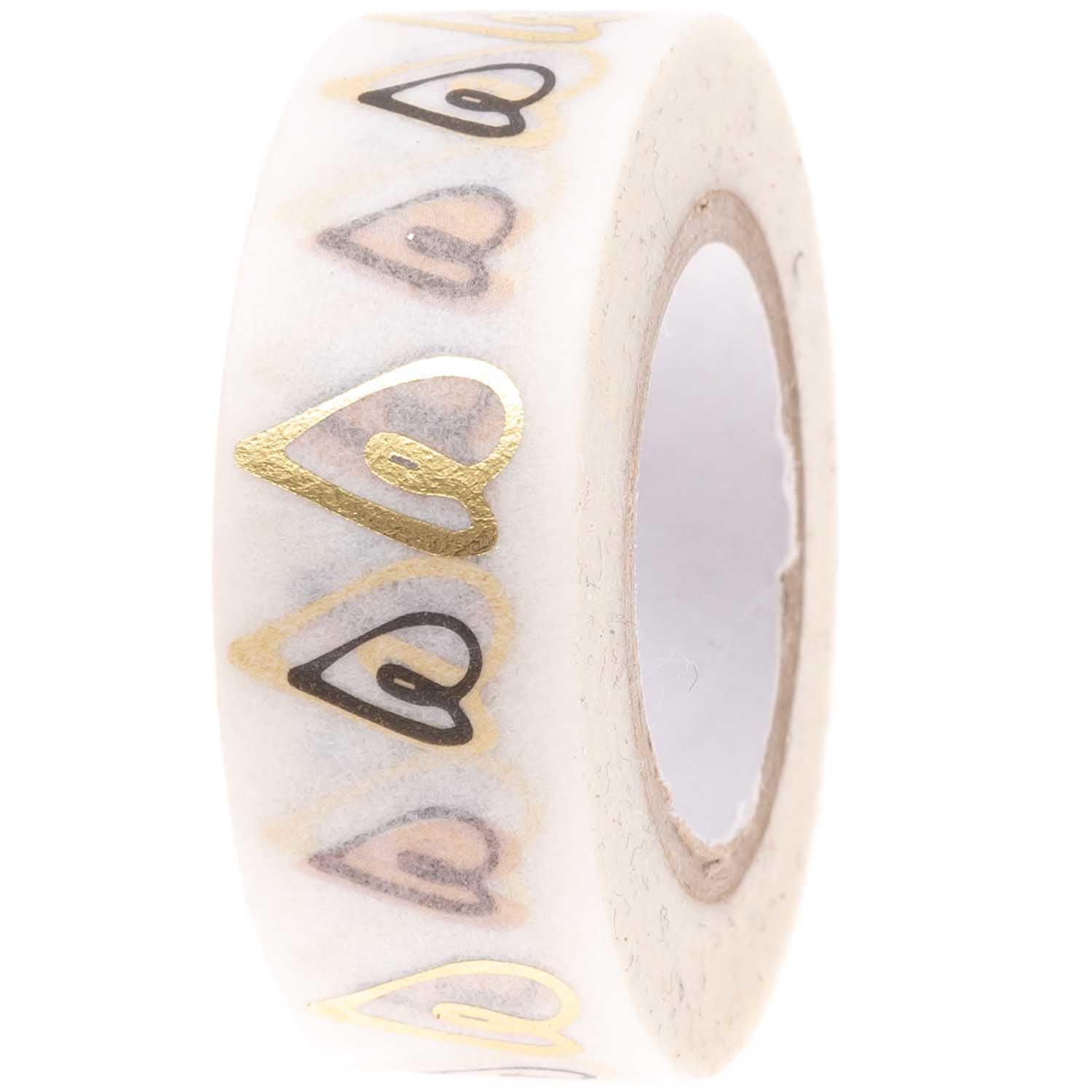 Rico Design Herzen Washi Tape – 15 mm × 10 m, mehrfarbig, wiederablösbar, 1 Stück
