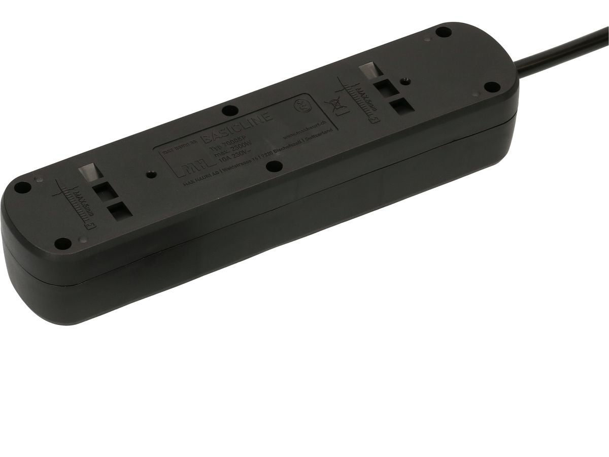 Max Hauri AG Max Hauri Basic-Line Steckdosenleiste, 5×T13, ohne Schalter, 1,5 m, Überstromschutz – schwarz