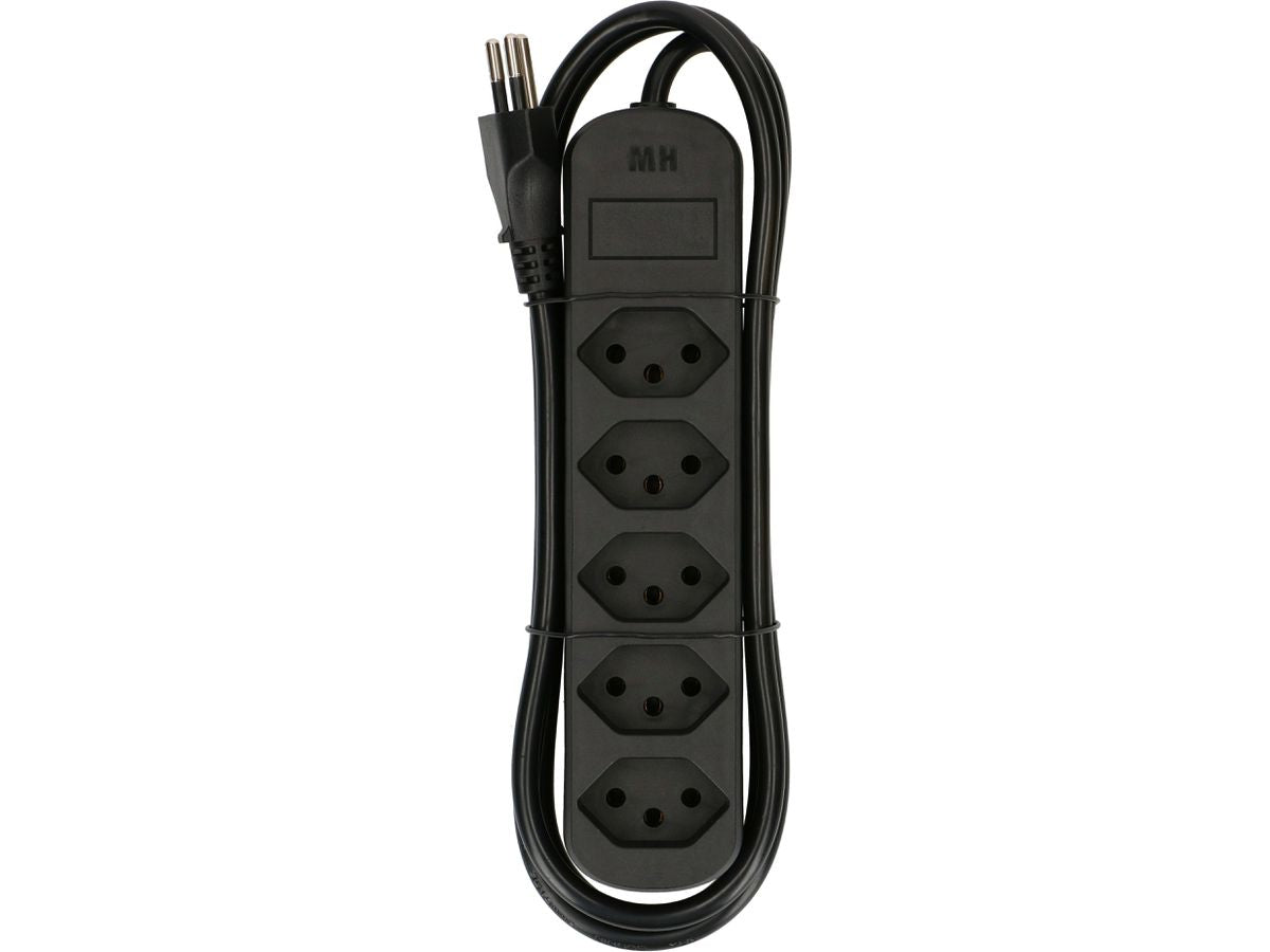 Max Hauri AG Max Hauri Basic-Line Steckdosenleiste, 5×T13, ohne Schalter, 1,5 m, Überstromschutz – schwarz