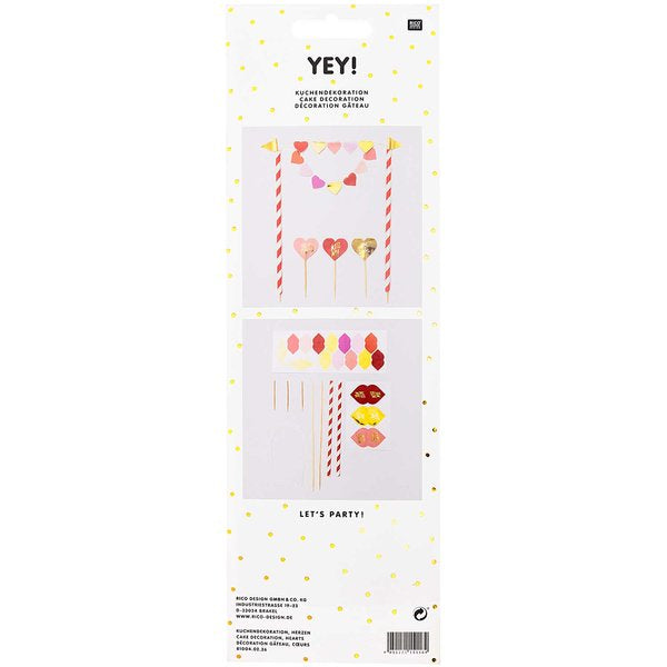 Rico Design Party-Piekser Herzen – Mehrfarbig – 3 Stk – mit Hot-Foil-Details