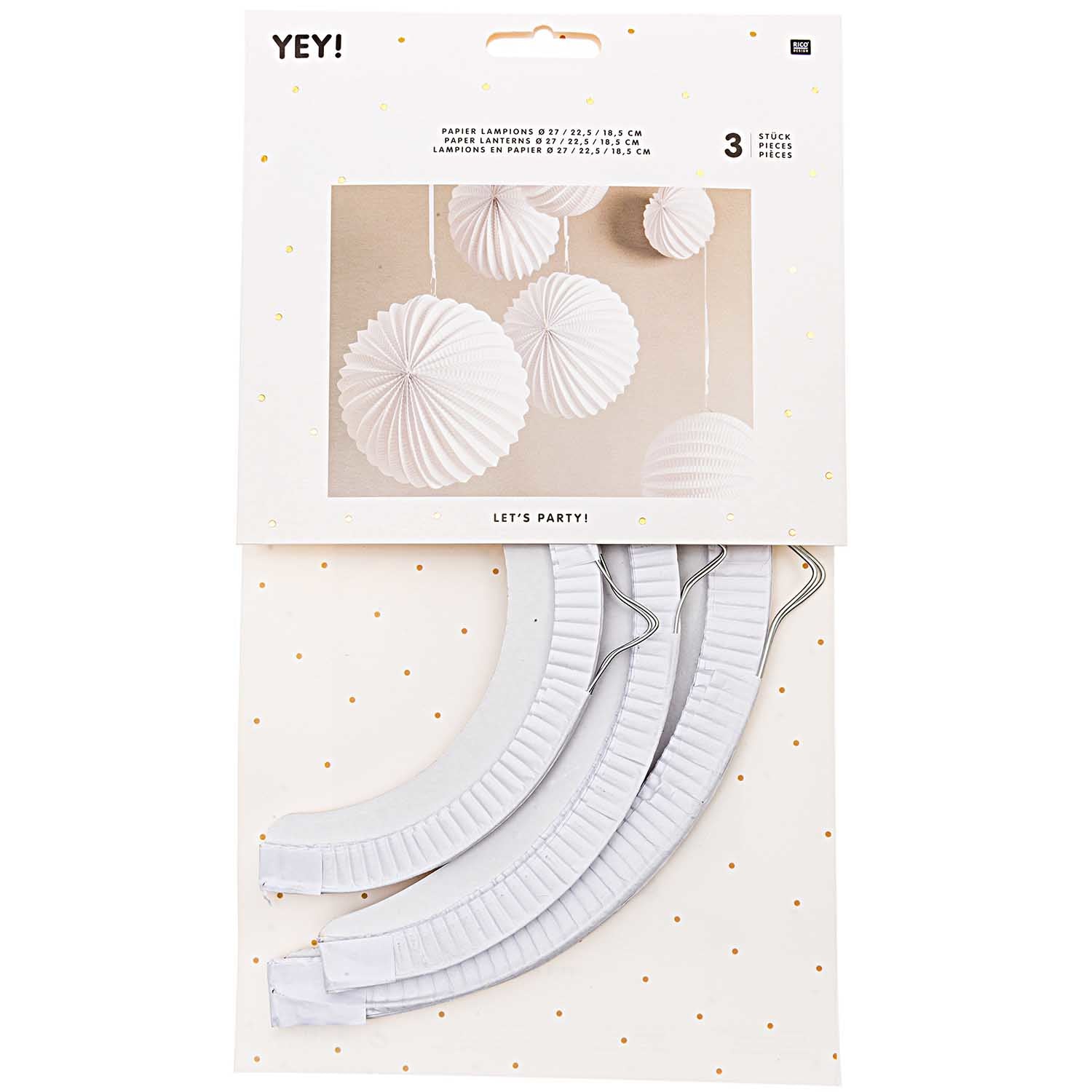 Rico Design Papierlampions – Weiss – Ø 18,5/22,5/27 cm – Papier – 3 Stk