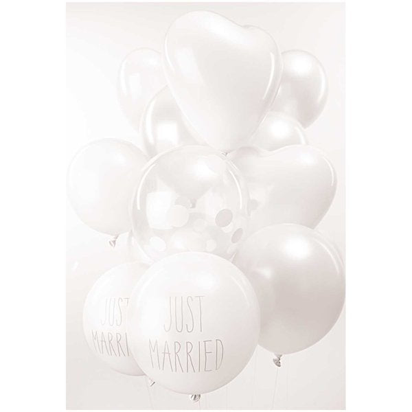 Rico Design Just Married Luftballons – Weiss – Ø 30 cm – Latex – 12 Stk