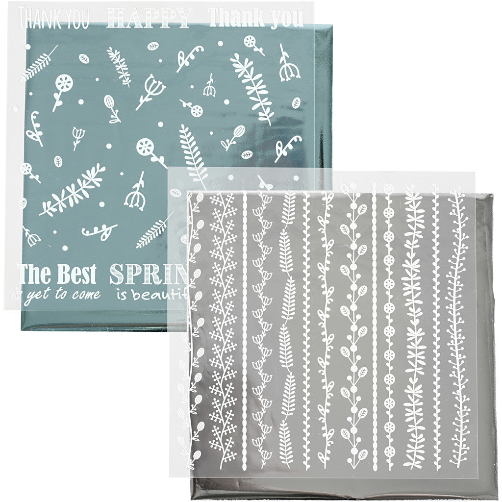 Creativ Company Holografische Transferfolie – 15 × 15 cm, Mehrfarbig, Metallic – 2 Blätter