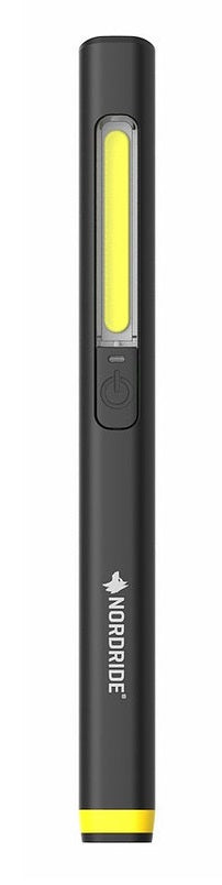 NORDRIDE Taschenlampe Stylo – 150 lm, IP20, USB, Akku 600 mAh, 2 Stufen – Schwarz