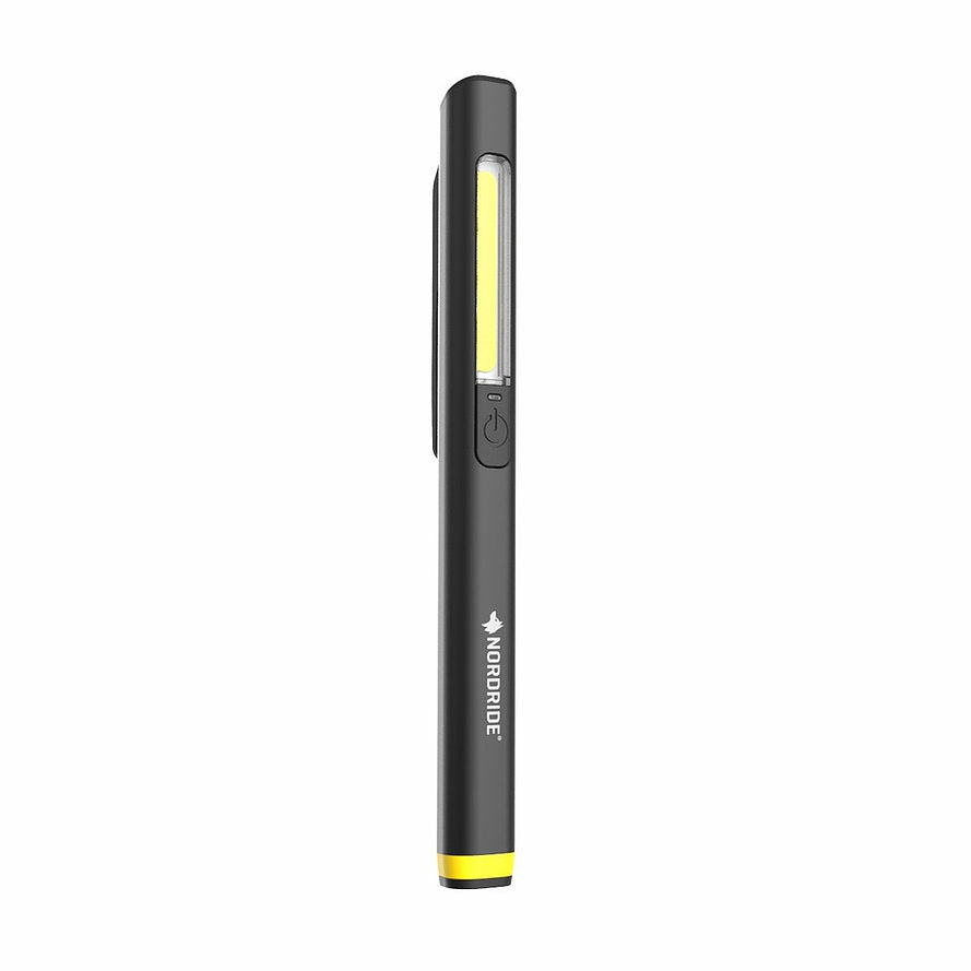 NORDRIDE Taschenlampe Stylo – 150 lm, IP20, USB, Akku 600 mAh, 2 Stufen – Schwarz