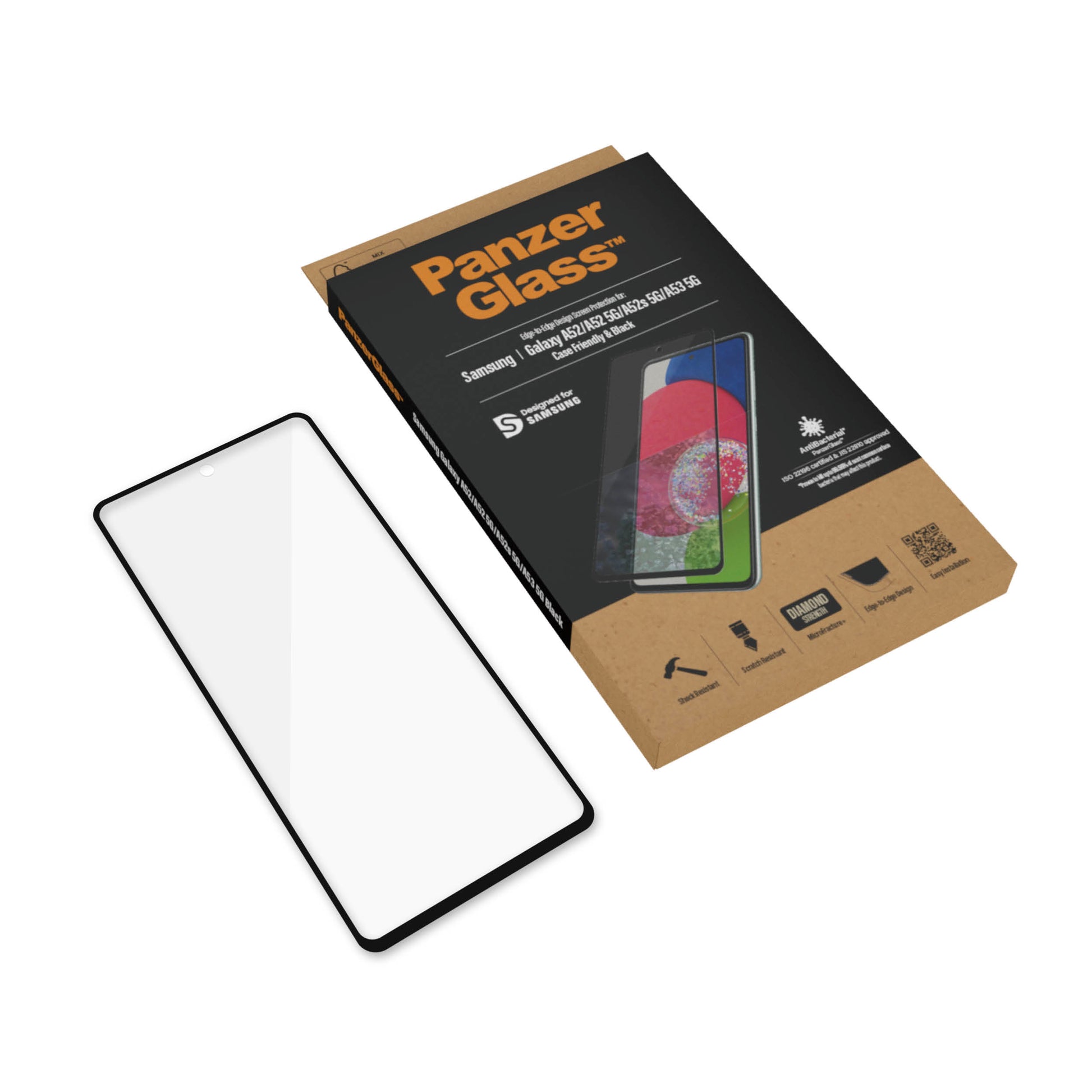 PanzerGlass Displayschutzglas – für Samsung Galaxy A52/A52 5G/A53 – Hartglas, Transparent