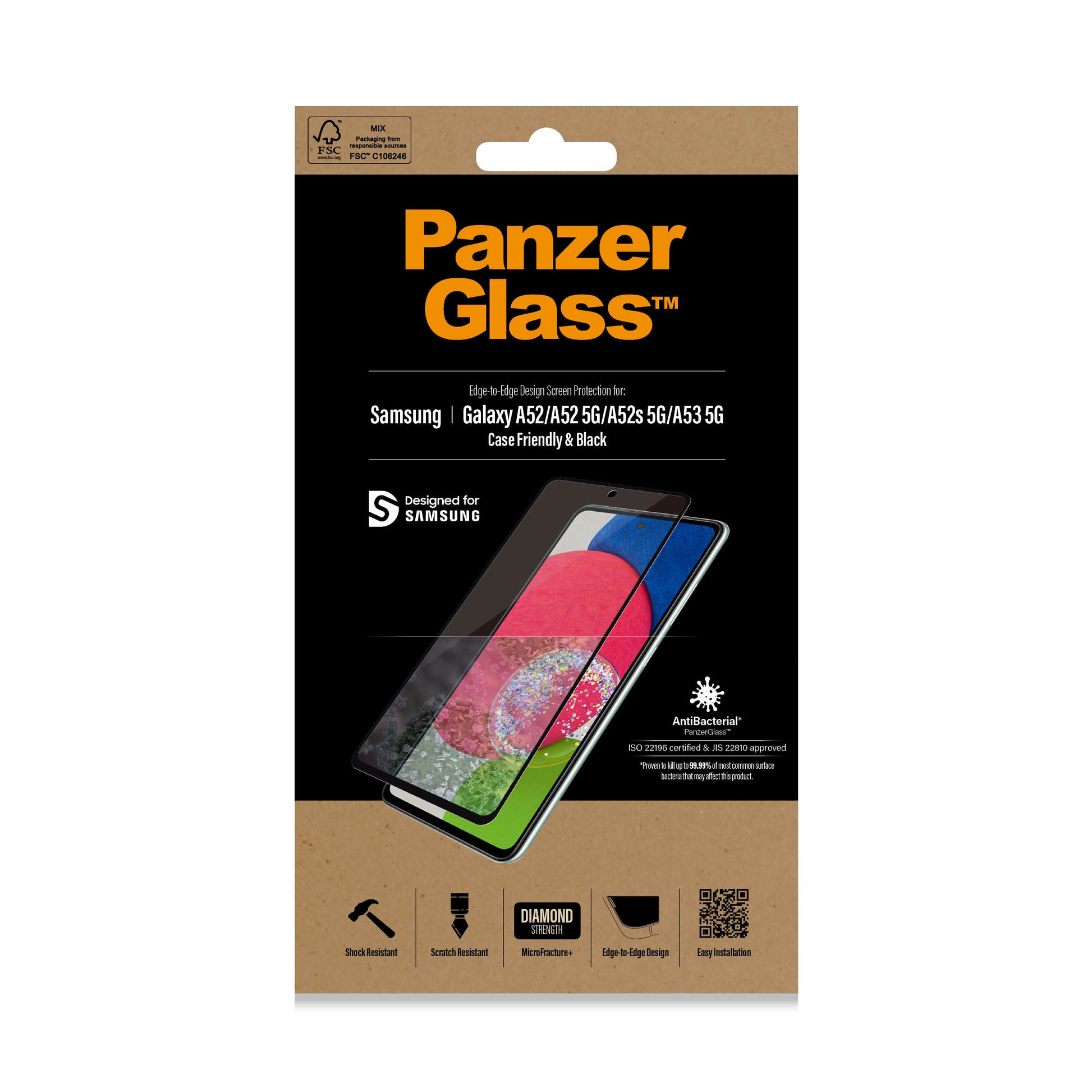 PanzerGlass Displayschutzglas – für Samsung Galaxy A52/A52 5G/A53 – Hartglas, Transparent