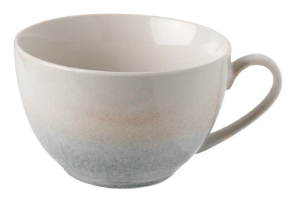 Lunasol Elements Vulcano Kaffeetasse – 8-teiliges Set, 220 ml, Ø 15,5 cm, Steingut, Sand/Blau, mit Unterteller