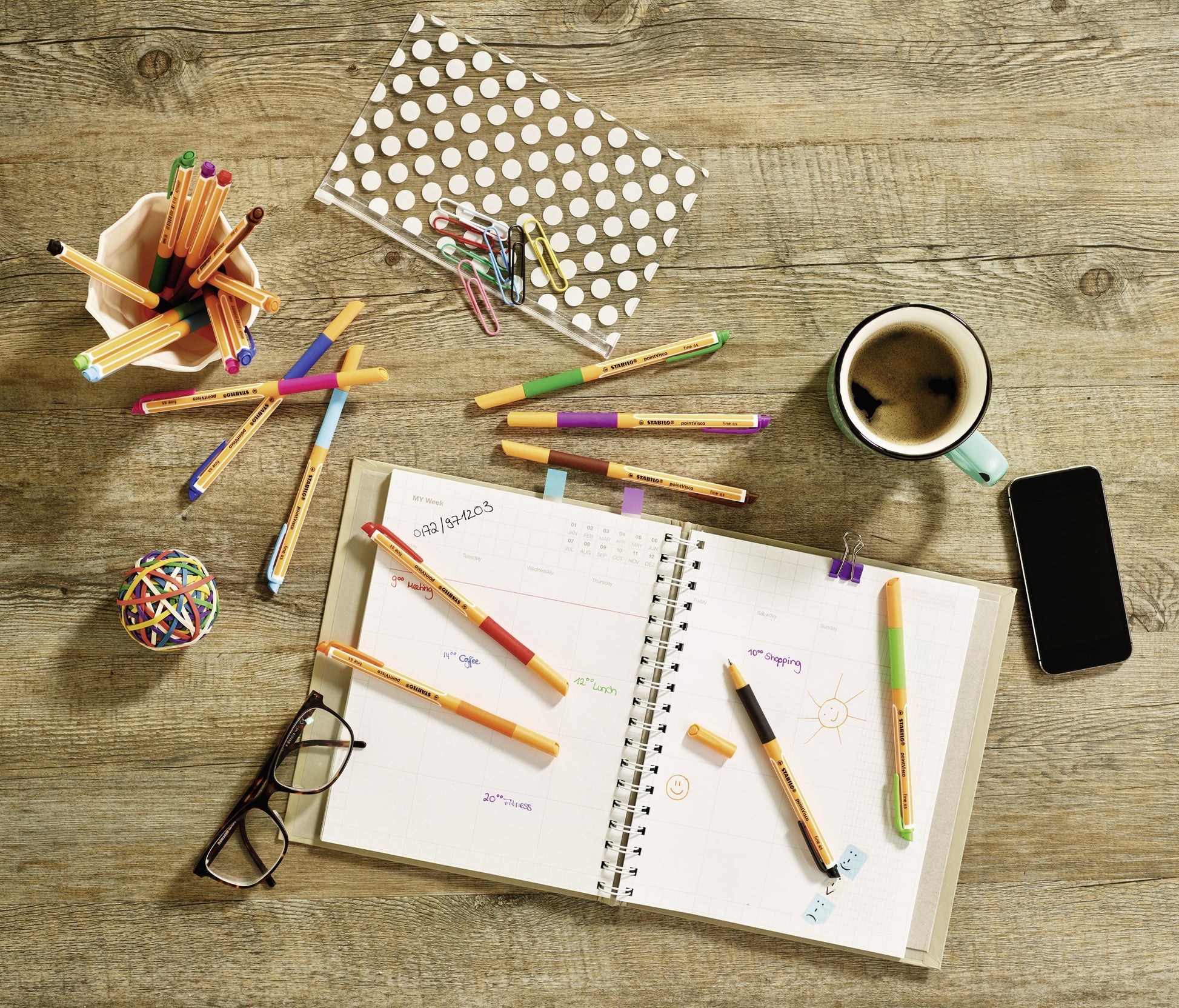 STABILO pointVisco Gelschreiber 10er Etui – 10 Farben, 0,5 mm, schnelltrocknend, Kappe
