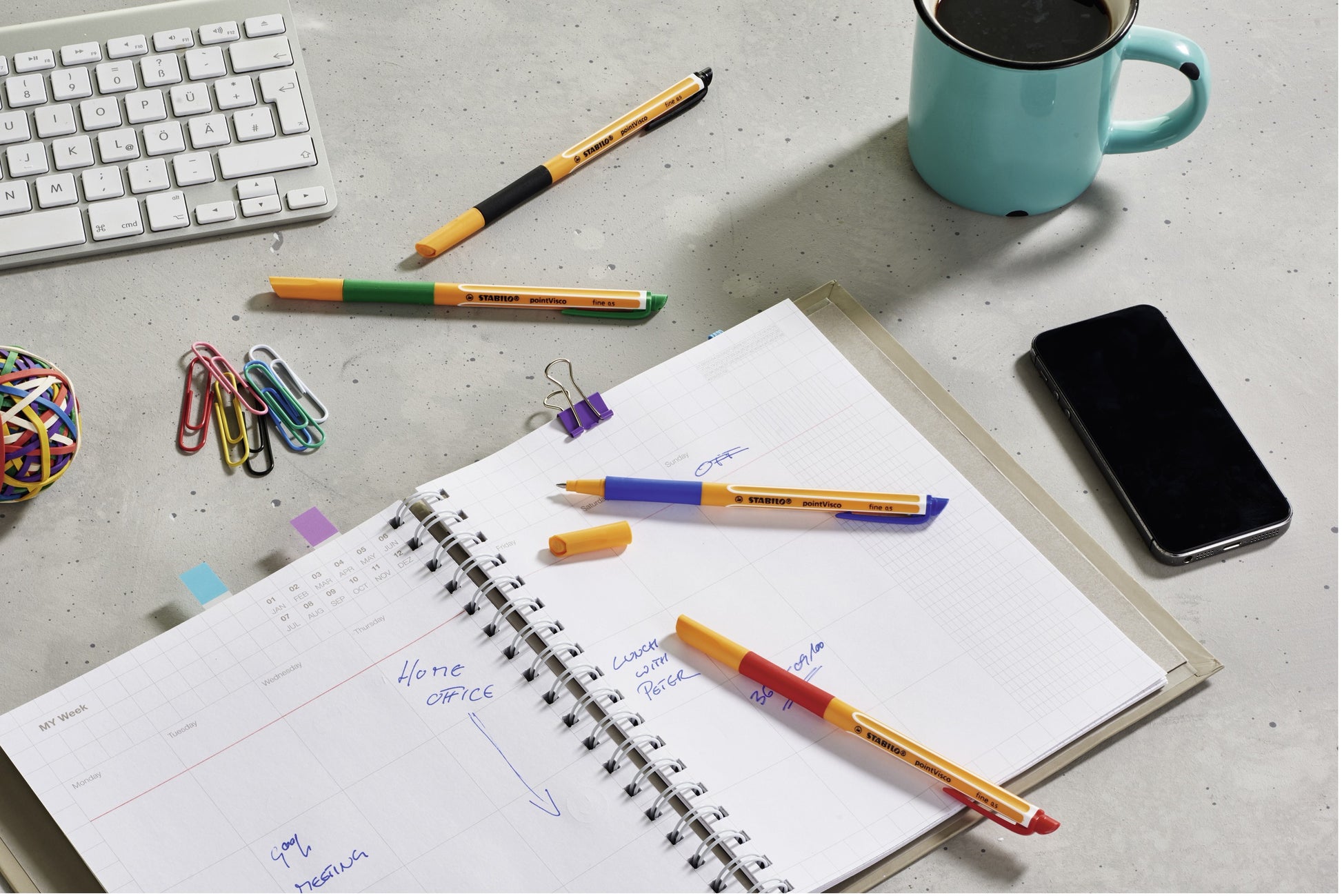 STABILO pointVisco Gelschreiber 10er Etui – 10 Farben, 0,5 mm, schnelltrocknend, Kappe