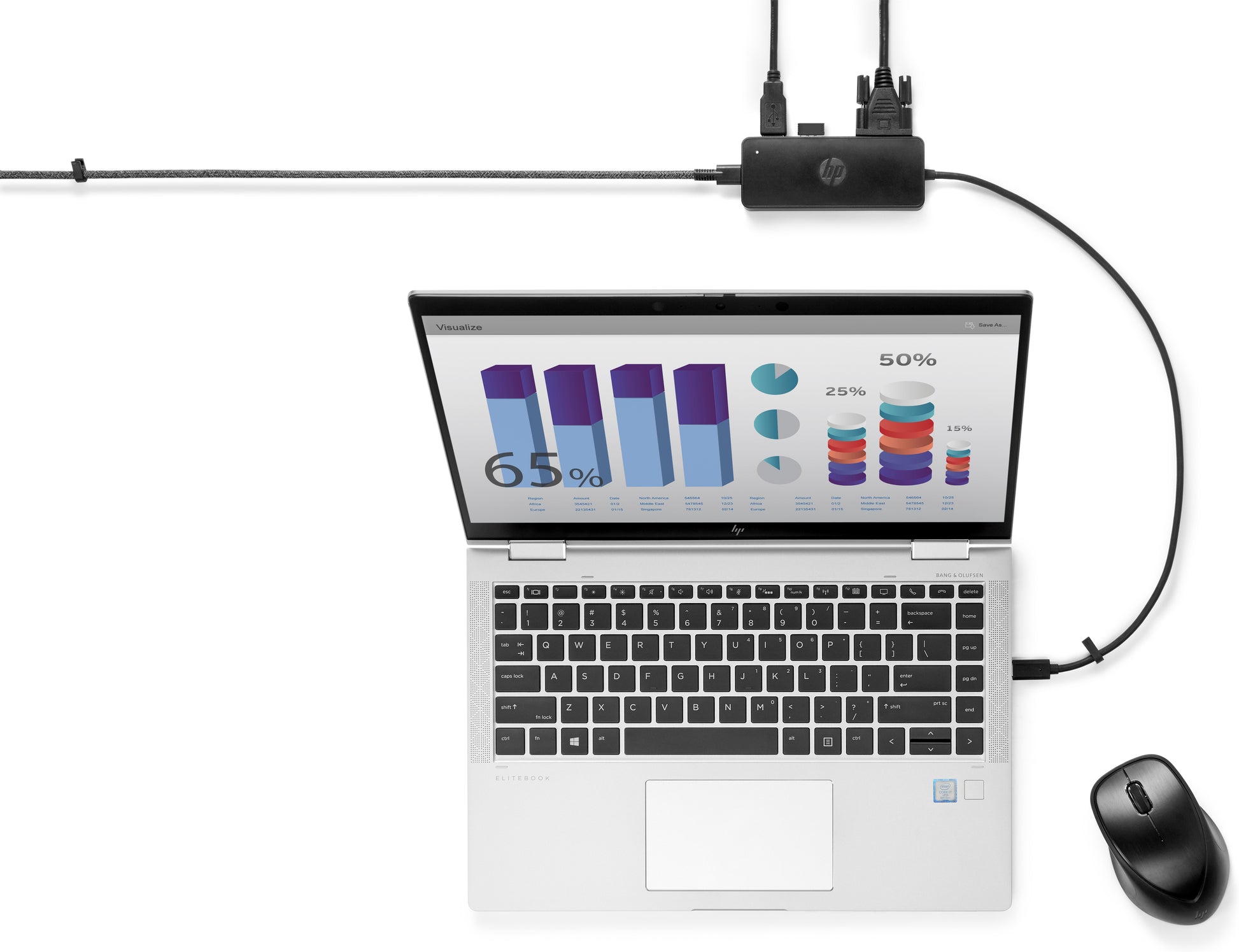HP G2 Multiport-Adapter – USB-C, 1× HDMI, 1× VGA, 2× USB-A, 1× USB-C