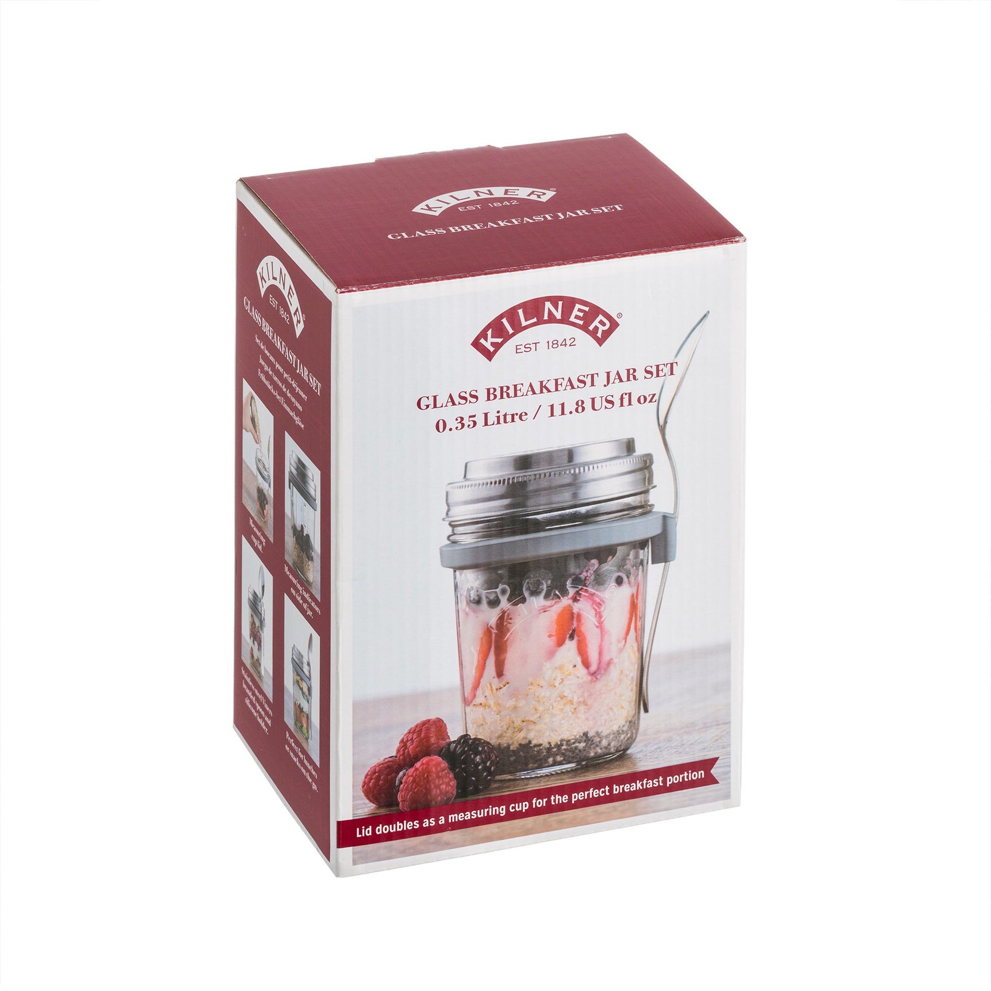 Kilner Müeslischale – 350 ml, Ø 14,0 cm, Glas, Transparent, mit Deckel, inkl. Löffel, spülmaschinenfest