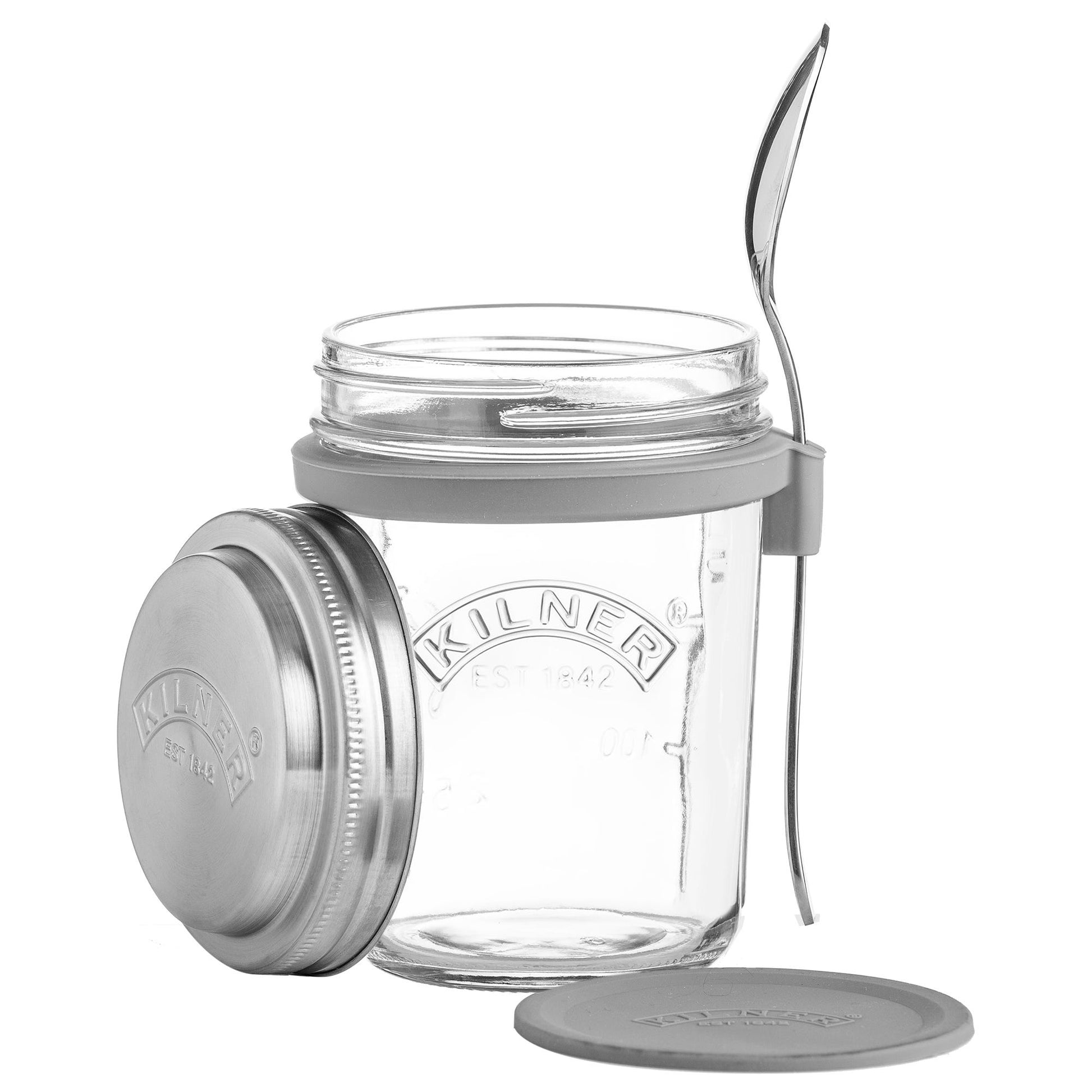 Kilner Müeslischale – 350 ml, Ø 14,0 cm, Glas, Transparent, mit Deckel, inkl. Löffel, spülmaschinenfest