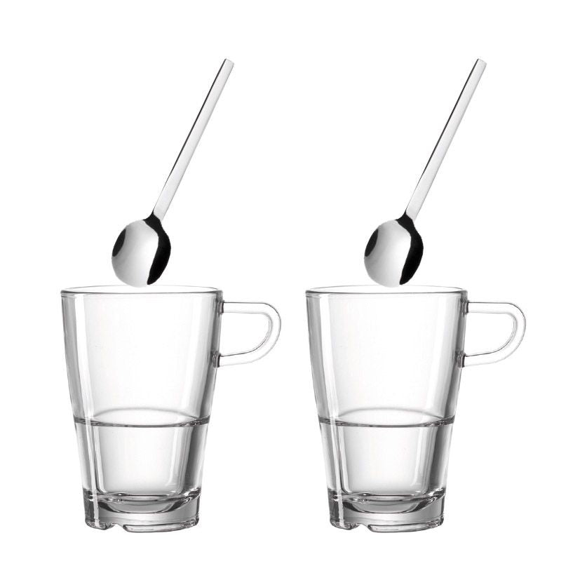 LEONARDO Latte Macchiato Tasse Senso – 4-teiliges Set, 350 ml, Ø 8,3 cm, Glas, Transparent, spülmaschinenfest