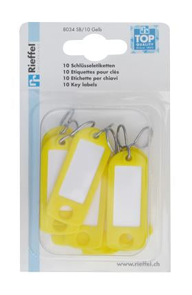 Rieffel Schlüsselanhänger – Kunststoff, Gelb, 22 × 55 mm, 10er-Pack