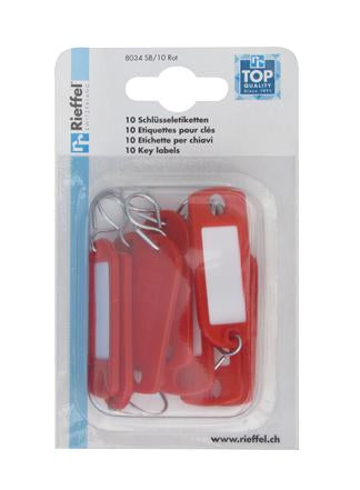 Rieffel Schlüsselanhänger – Kunststoff, Rot, 22 × 55 mm, 10er-Pack