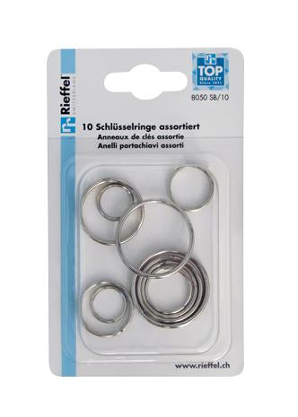 Rieffel Schlüsselring – Nickel-Stahl, Silber, 10er-Pack