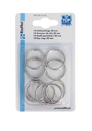Rieffel Schlüsselring – Vernickelt, Silber, Ø 30 mm, 10er-Pack