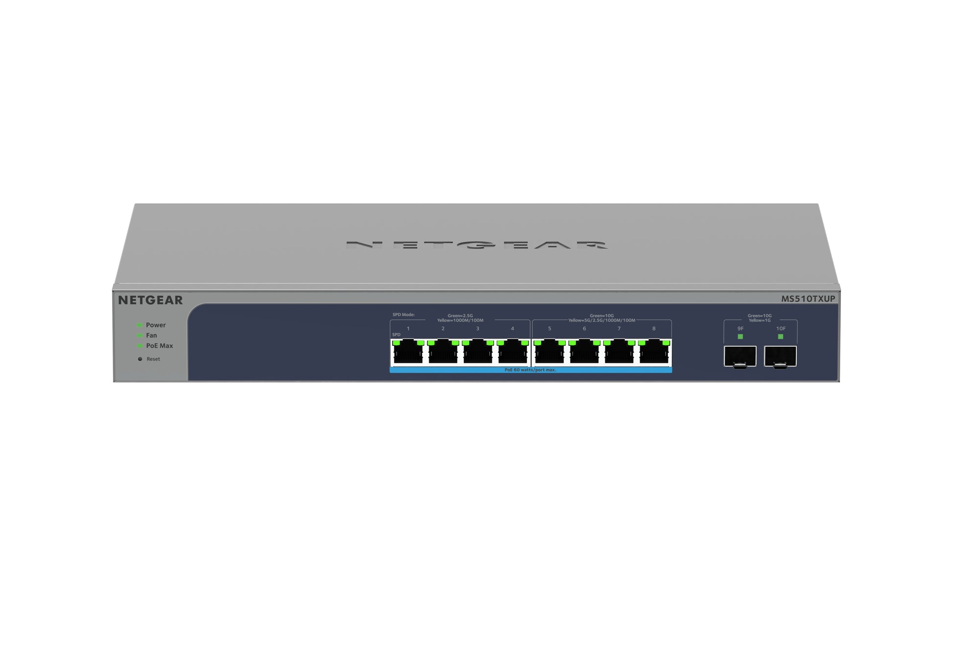 NETGEAR MS510TXUP – Managed Switch – 8×10G, 2×SFP+, L2+, PoE+ 295 W, 19" Rack
